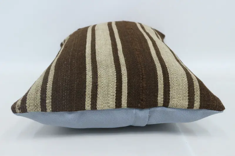Floor Cushion, Kilim Pillow, Antique Pillows, Cushion, Decorative Bolster Cushion Case, 16x24 Brown Pillow Cover, Pillow for Couch - 5