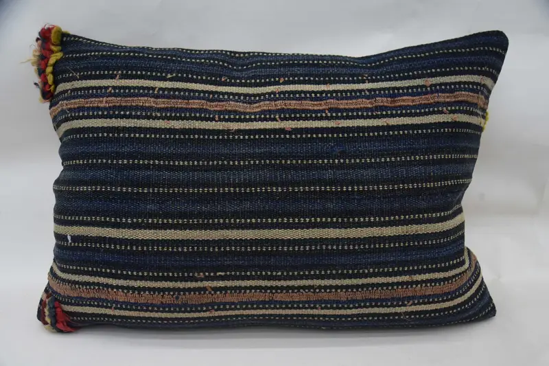 Kilim Pillow Cover, Turkish Kilim Pillow, Ethnic Pillow Case, Lounge Throw Cushion Case, Pillow Cover, Gift Pillow, 20x28 Blue Cushion - 1