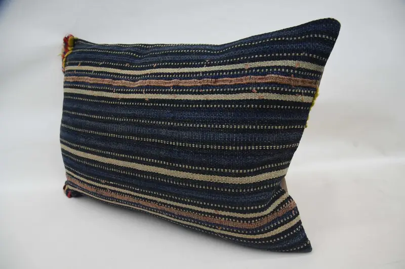 Kilim Pillow Cover, Turkish Kilim Pillow, Ethnic Pillow Case, Lounge Throw Cushion Case, Pillow Cover, Gift Pillow, 20x28 Blue Cushion - 5