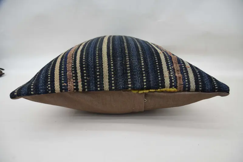 Kilim Pillow Cover, Turkish Kilim Pillow, Ethnic Pillow Case, Lounge Throw Cushion Case, Pillow Cover, Gift Pillow, 20x28 Blue Cushion - 6
