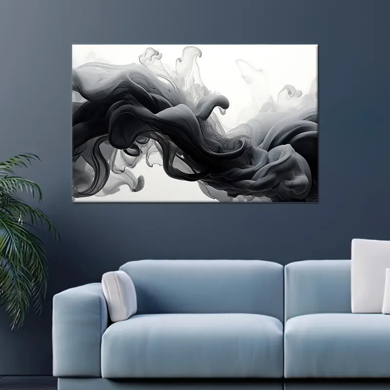 Contemporary Abstract Smoke Canvas Print - Elegant Black and White