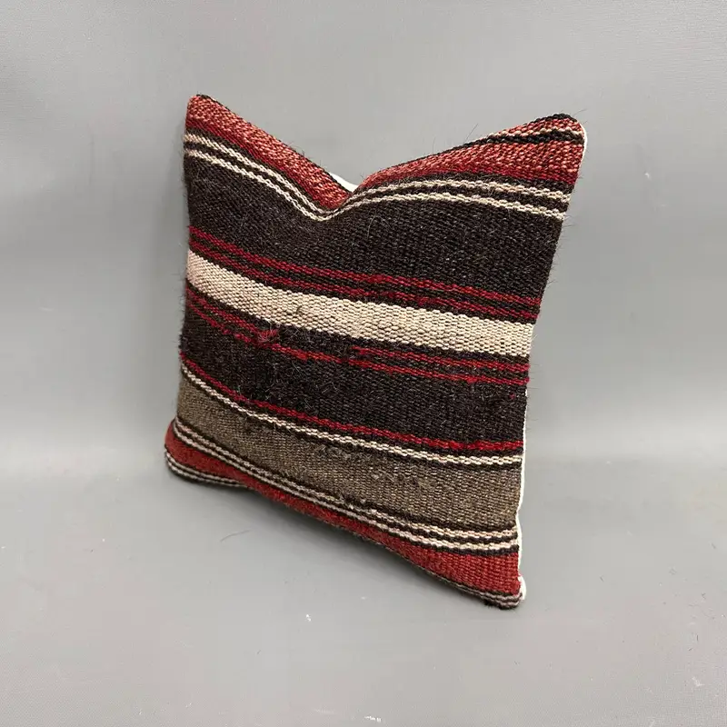 Boho Throw Cushion Cover, Pillow, Vintage Pillow, 12x12 Brown Cushion, Antique Pillows, Ethnic Pillow Cover Pillow Cover, Interior Designer Pillow - 3
