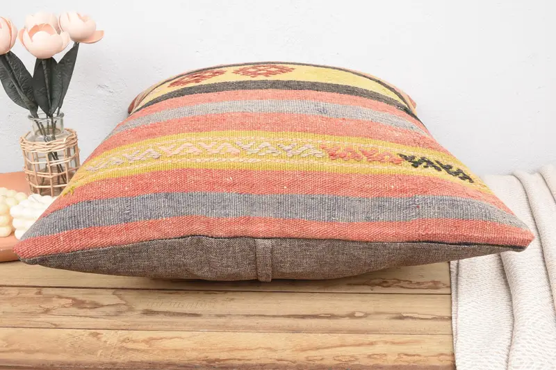 Rustic Pillow Sham, 24x24 Red Cushion Cover, Boho Chic Pillow Case, Turkish Pillow, Vintage Pillow, Interior Designer Pillow, Cushion - 5