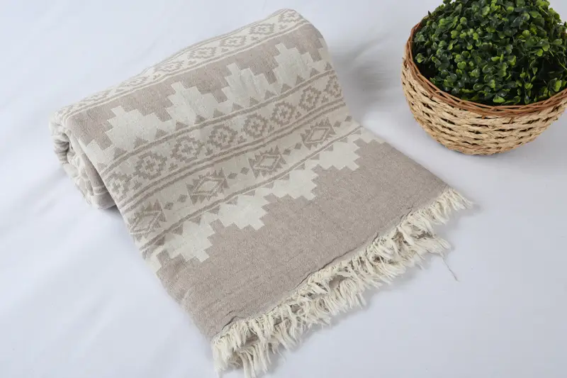 92x80 Cotton Kilim Towel, Personalized Gifts, Bachelor Gift, Turkish Blanket Throw, Beach Wedding Favor, Tablecloth, Organic Throw, Turkish Blanket - 4