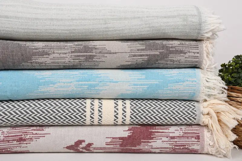 Personalized Gifts, Turkish Towel Beach Blanket, Bedspread, Valentine Day Gift For Her, Xmas Gifts, 80x60 Cotton Set of 5 Towel, Woven Blanket - 3