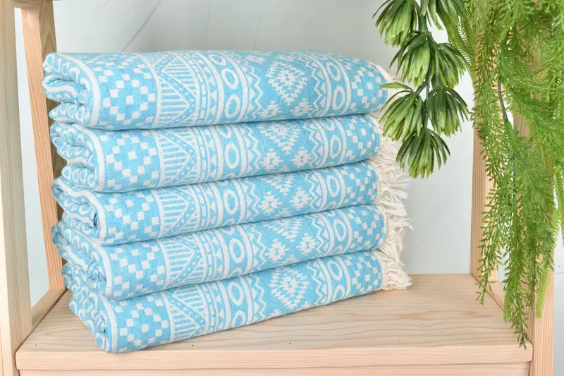 Custom Beach Towel, House Warming Gift, Organic Beach Towel, Cotton towel, Decorative Towel, Bridal Shower Gift, 68x36 Cotton Geometric Towel - 3