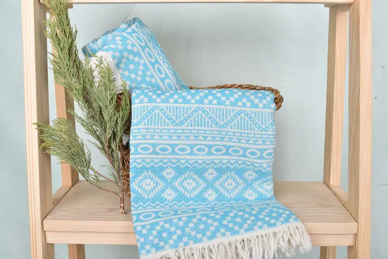 Custom Beach Towel, House Warming Gift, Organic Beach Towel, Cotton towel, Decorative Towel, Bridal Shower Gift, 68x36 Cotton Geometric Towel - 5