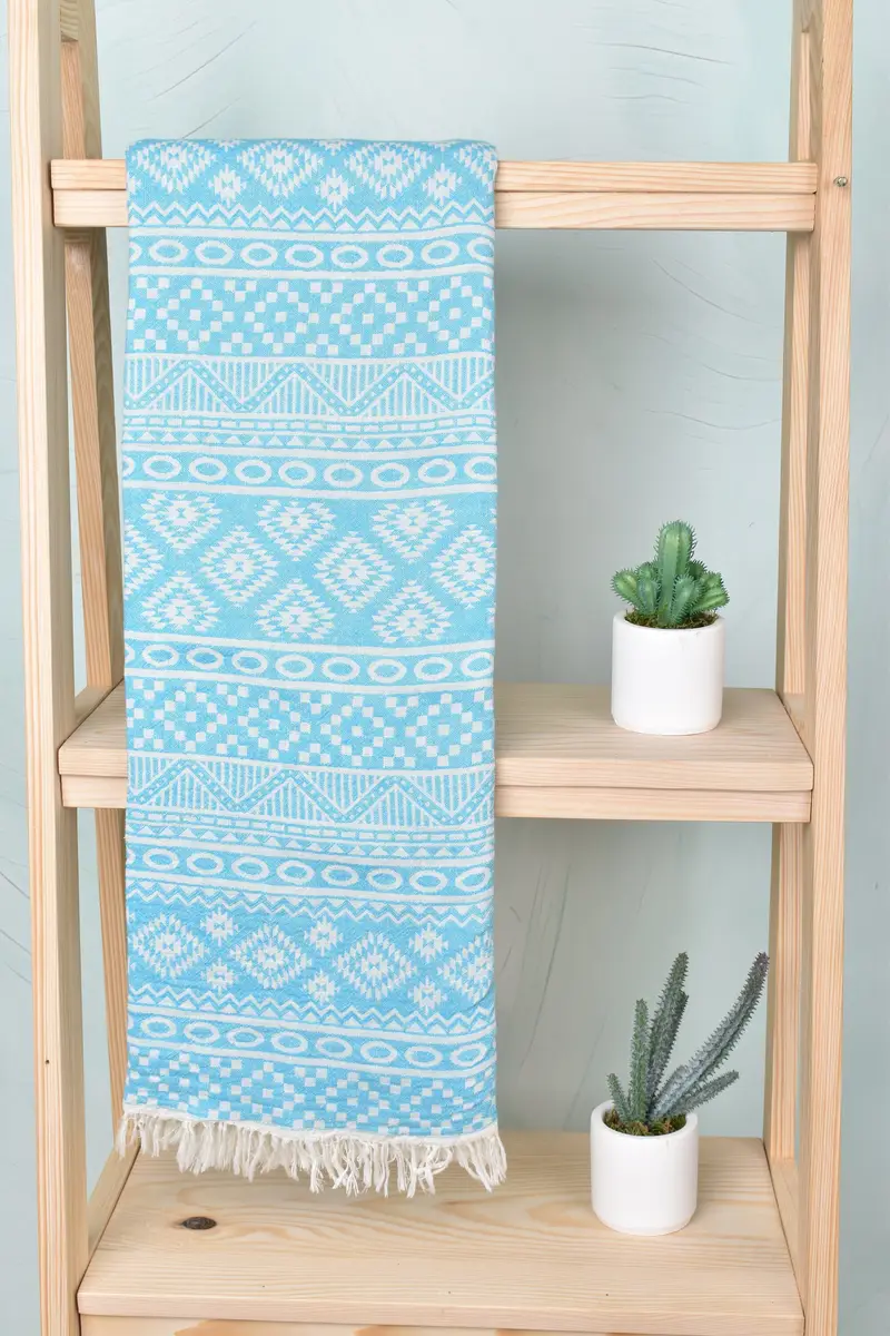 Custom Beach Towel, House Warming Gift, Organic Beach Towel, Cotton towel, Decorative Towel, Bridal Shower Gift, 68x36 Cotton Geometric Towel - 1