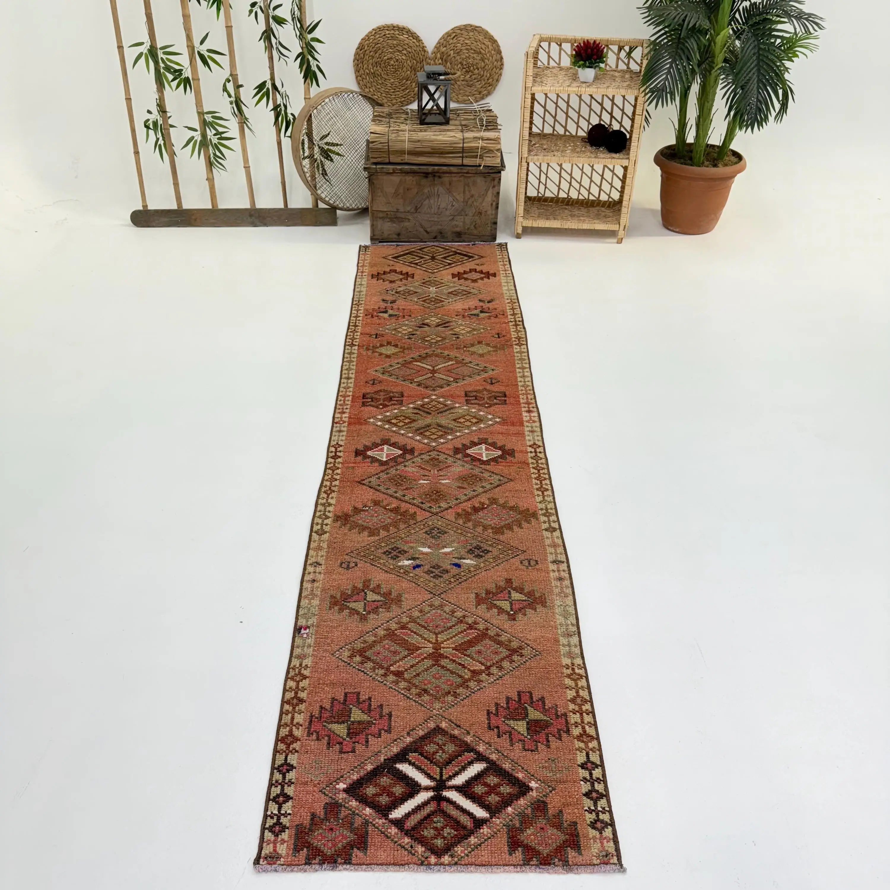 Orange Southwestern Rug, 2,2x9,6 ft Vibrant Decor - 1