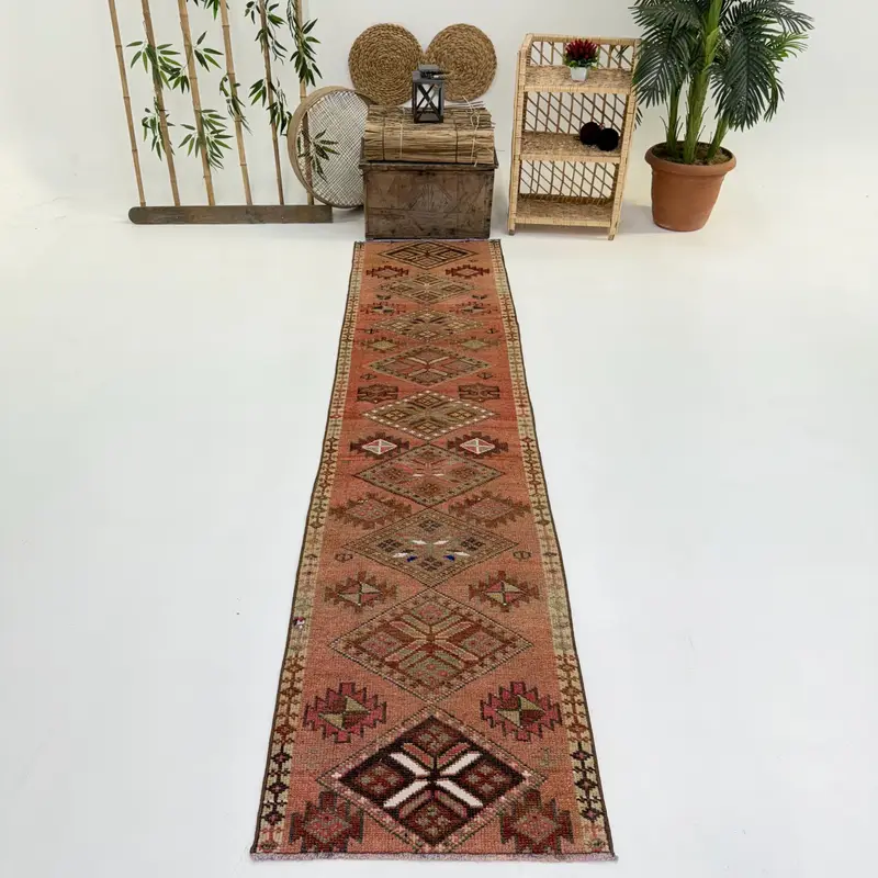 Turuncu Güneybatı Halısı, 2,2x9,6 ft Canlı Dekor