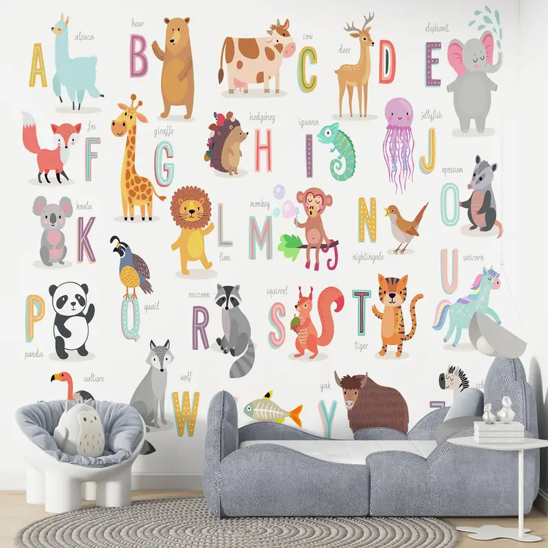Kids Alphabet Wall Paper,Wall Paper Peel and Stick,Modern Wall Paper,3d Wall Paper,Baby Room Wall Paper, - 7