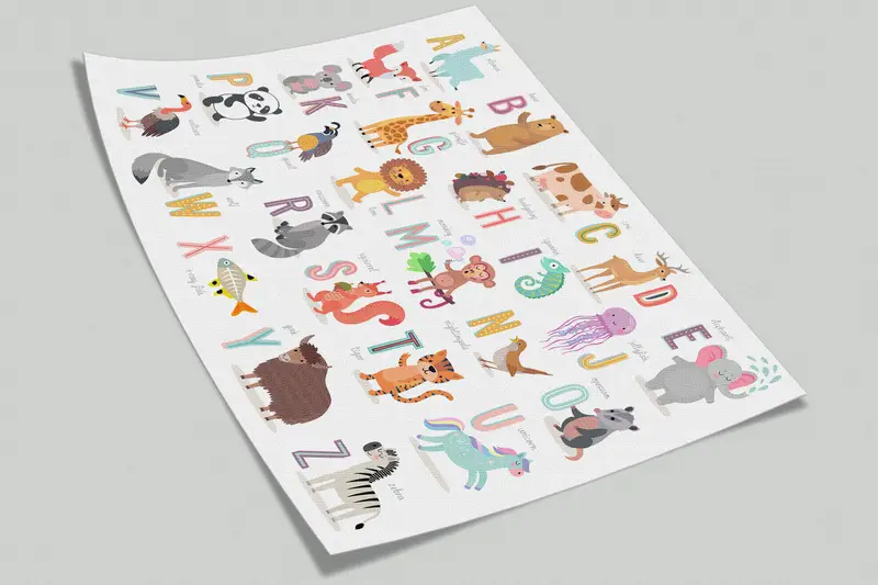 Kids Alphabet Wall Paper,Wall Paper Peel and Stick,Modern Wall Paper,3d Wall Paper,Baby Room Wall Paper, - 8