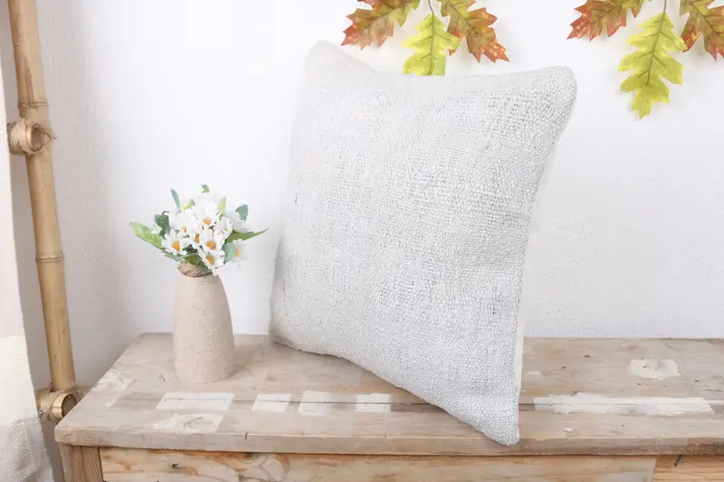 Kilim Pillow, 16x16 White Cushion Cover, Kilim Pillow Cover, Garden Cushion, Turkish Kilim Pillow, Ethnic Cushion, Pillow Cover - 4