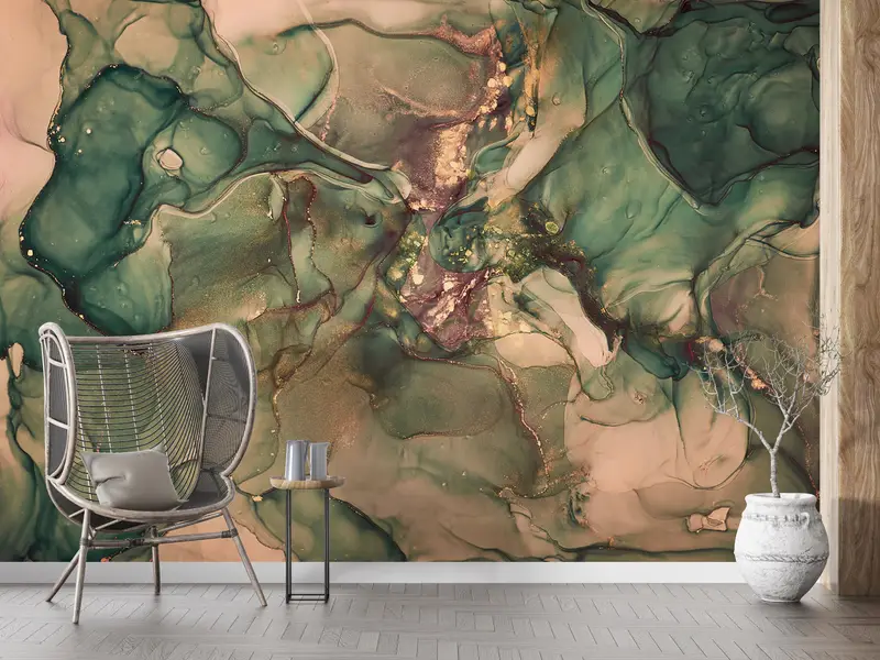 Brown Green Marble, Paper Wall Art, Marble Wall Print, Custom Wall Paper, Bright Wall Paper, Gold Marble Wall Poster, - 9
