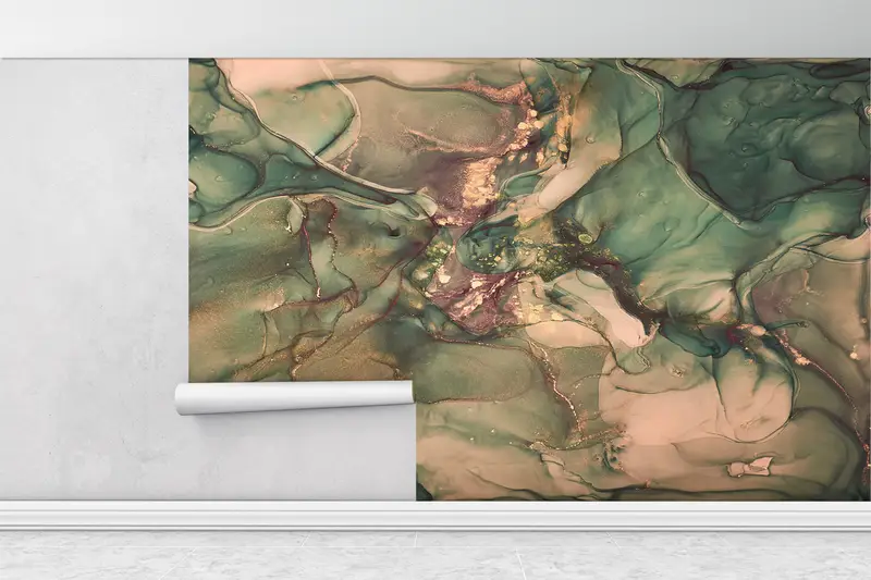 Brown Green Marble, Paper Wall Art, Marble Wall Print, Custom Wall Paper, Bright Wall Paper, Gold Marble Wall Poster, - 6
