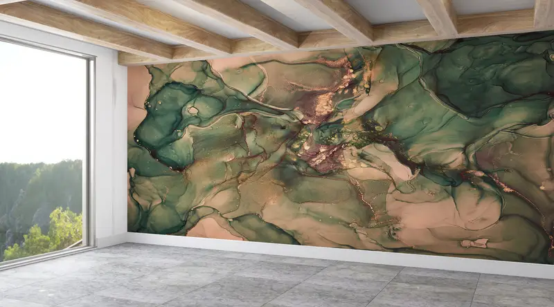 Brown Green Marble, Paper Wall Art, Marble Wall Print, Custom Wall Paper, Bright Wall Paper, Gold Marble Wall Poster, - 8