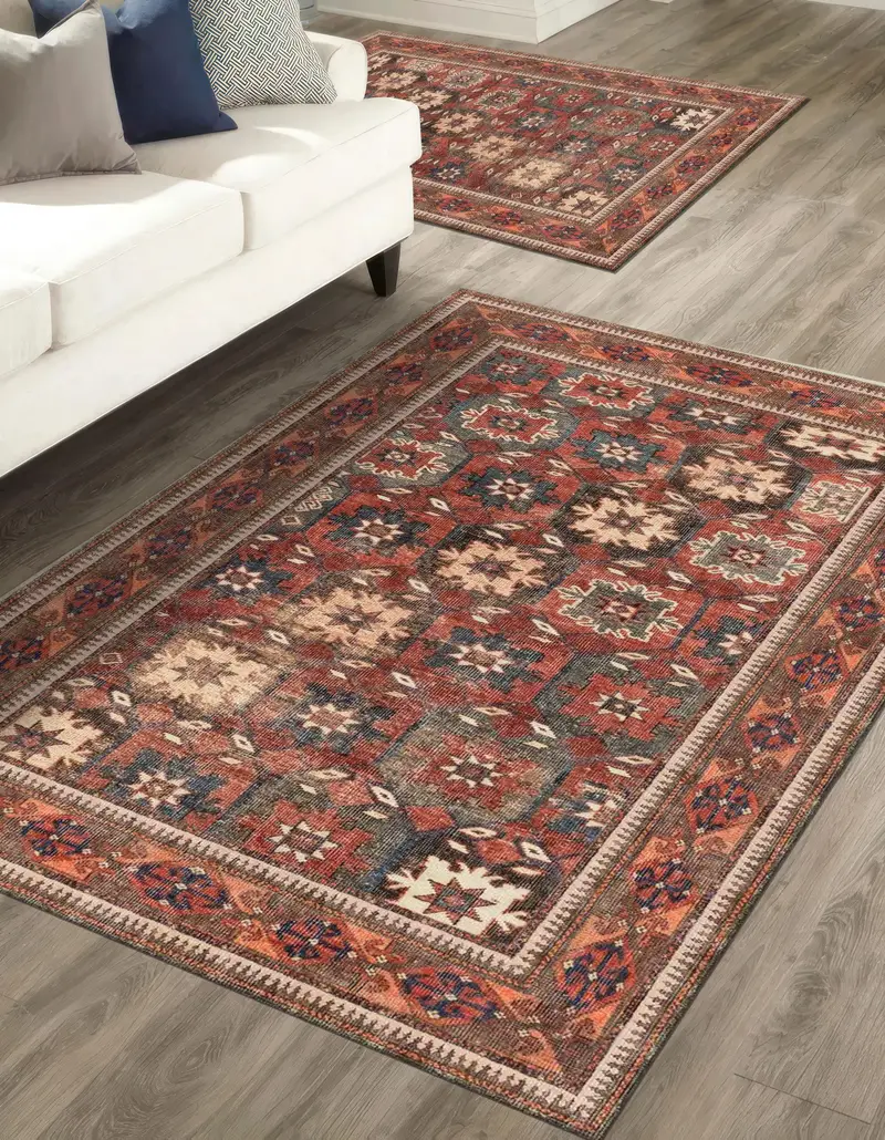 エレガントなプリントラグ：モダンなデザイン、柔らかい生地、ユニークなパターン。