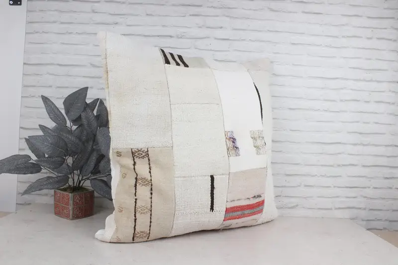 Ottoman Pillow, Turkish Kilim Pillow, Home Decor Pillow, 32x32 White Cushion Case, Kilim Pillow, Cushion Case, Armchair Pillow Case - 3