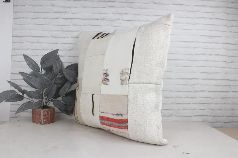 Ottoman Pillow, Turkish Kilim Pillow, Home Decor Pillow, 32x32 White Cushion Case, Kilim Pillow, Cushion Case, Armchair Pillow Case - 4