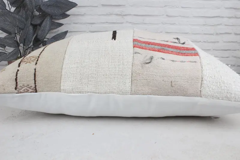Ottoman Pillow, Turkish Kilim Pillow, Home Decor Pillow, 32x32 White Cushion Case, Kilim Pillow, Cushion Case, Armchair Pillow Case - 5