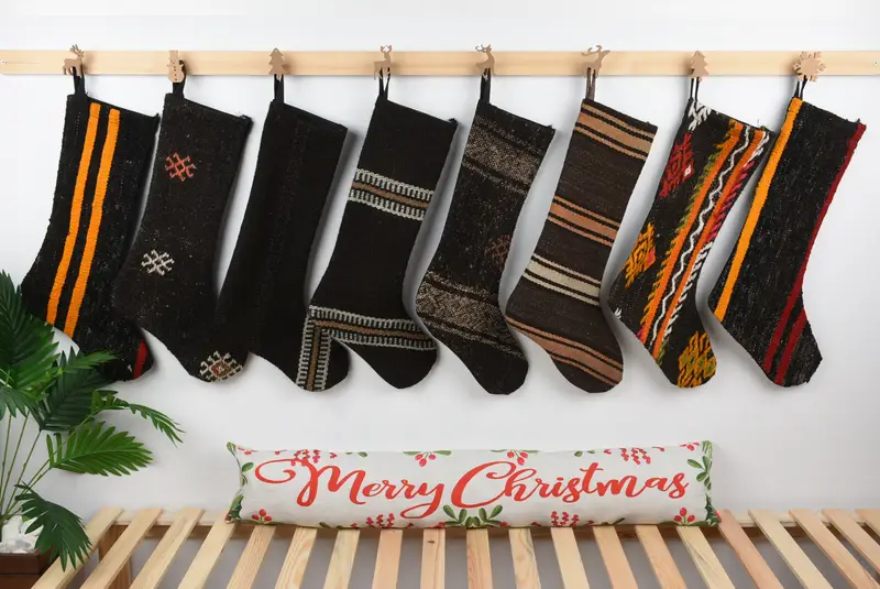 Festive Christmas Ornaments Pattern, 8 Inch Wide Christmas Stocking