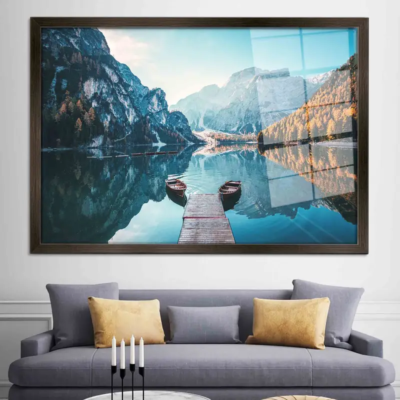 Printed Glass: Braies Lake & Dolomites Mountain View