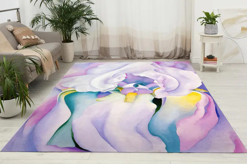 エレガントなプリントラグ：アイリスの光の抽象的なデザイン