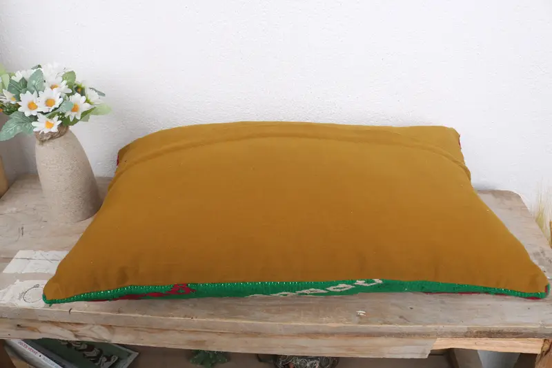 Comfy Throw Pillow, Pillow for Sofa, Pillow, Vintage Kilim Pillow, Aesthetic Pillow Sham, 12x20 Red Cushion Cover, Boho Pillow - 7