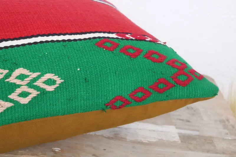 Comfy Throw Pillow, Pillow for Sofa, Pillow, Vintage Kilim Pillow, Aesthetic Pillow Sham, 12x20 Red Cushion Cover, Boho Pillow - 6