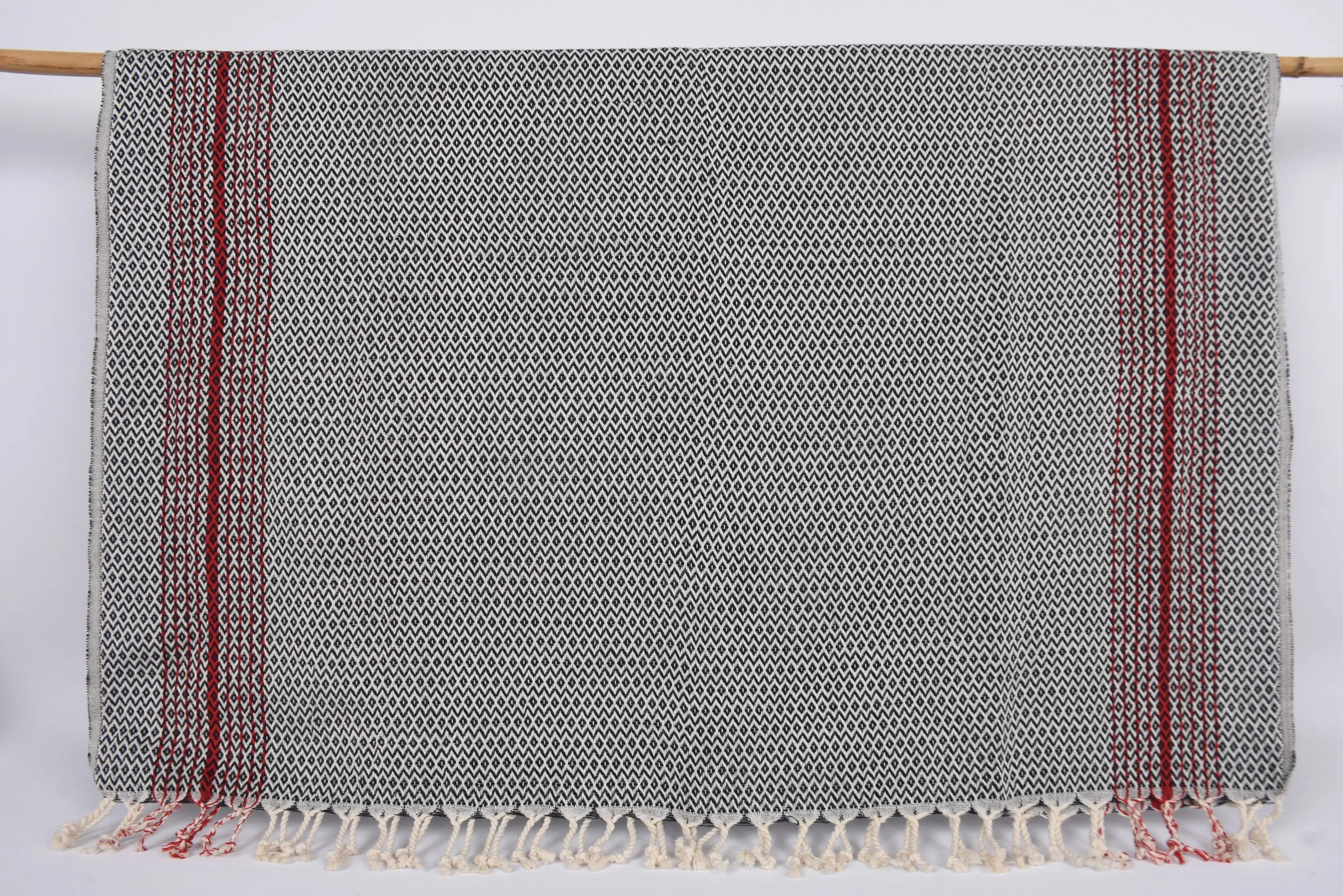 Turkish Bath Towel Navy Geometric Organic Cotton, 40x71 Inches - 1