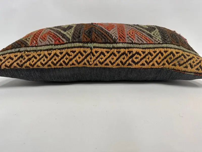 12x24 Turuncu Yastık Kılıfı, Antika Yastık, Yastık Sham, Otantik Yastık Sham, Vintage Kilim Yastığı, Kilim Yastığı Atma - 5
