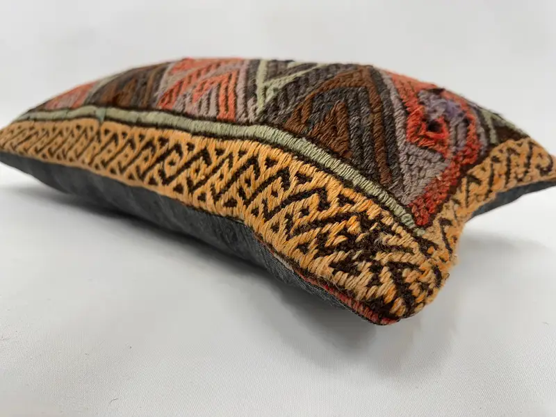 12x24 Turuncu Yastık Kılıfı, Antika Yastık, Yastık Sham, Otantik Yastık Sham, Vintage Kilim Yastığı, Kilim Yastığı Atma - 6