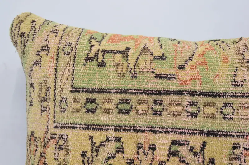 Sofa Cushion Cover, 16x24 Yellow Cushion, Boho Pillow, Wholesale Cushion, Cushion Cover, Pillow for Couch, Kilim Pillow Cover - 2