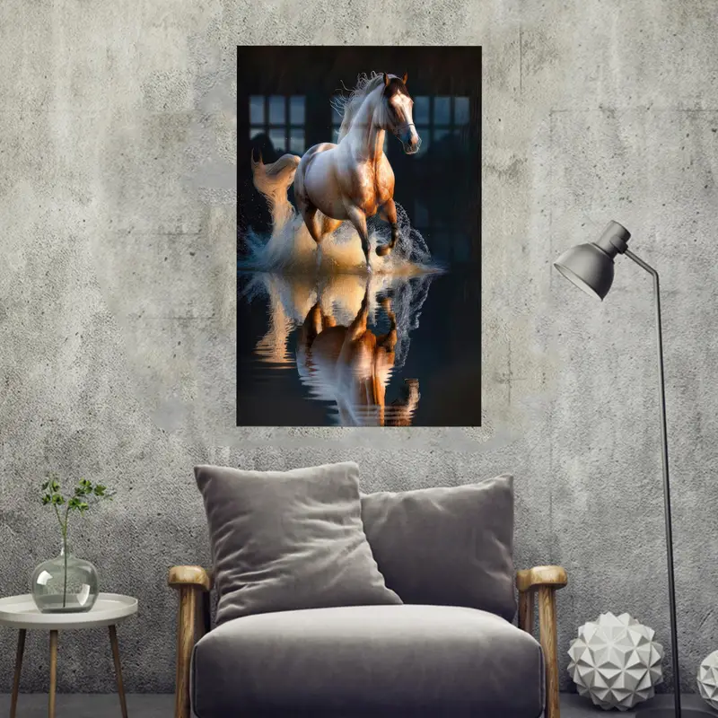 エレガントな馬柄ガラス: 農家やロフトの装飾に最適