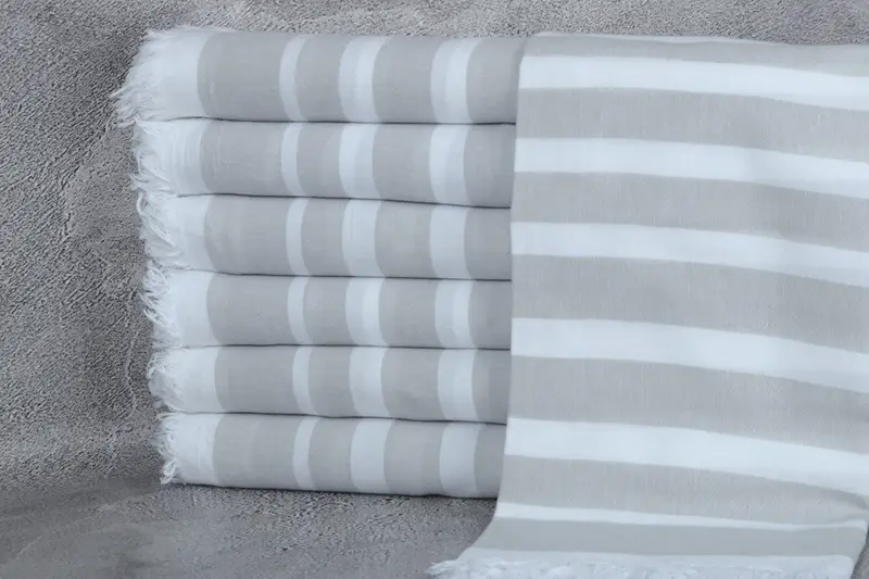 Lightweight towel, Organic towel, 64x40 Cotton Striped Towel, Christmas Gift, Gift For Him, Soft organic Turkish peshtemal for luxury spa use - 1