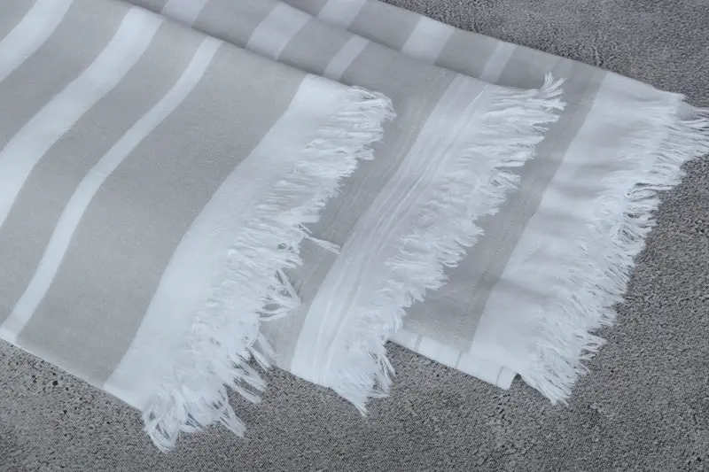 Lightweight towel, Organic towel, 64x40 Cotton Striped Towel, Christmas Gift, Gift For Him, Soft organic Turkish peshtemal for luxury spa use - 5