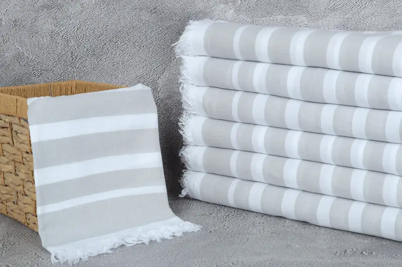 Lightweight towel, Organic towel, 64x40 Cotton Striped Towel, Christmas Gift, Gift For Him, Soft organic Turkish peshtemal for luxury spa use - 3