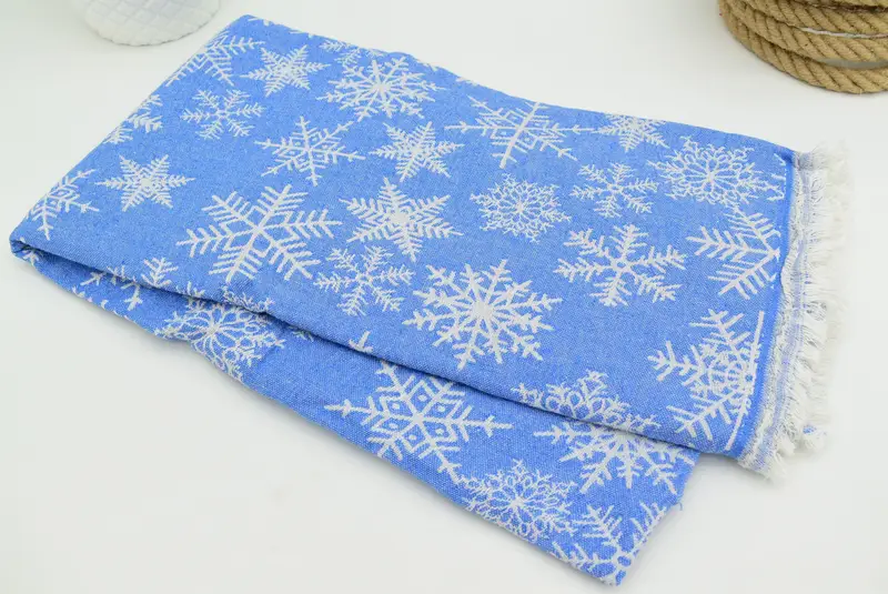 80x40 Cotton Snow Design Towel, Thin towel, Christmas Favors, Turkish bath towel for spa, Beach Towel Bulk, Organic Cotton Towel, Luxury towel - 4