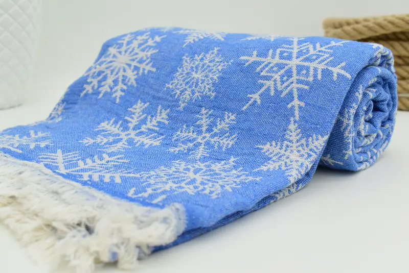 80x40 Cotton Snow Design Towel, Thin towel, Christmas Favors, Turkish bath towel for spa, Beach Towel Bulk, Organic Cotton Towel, Luxury towel - 7