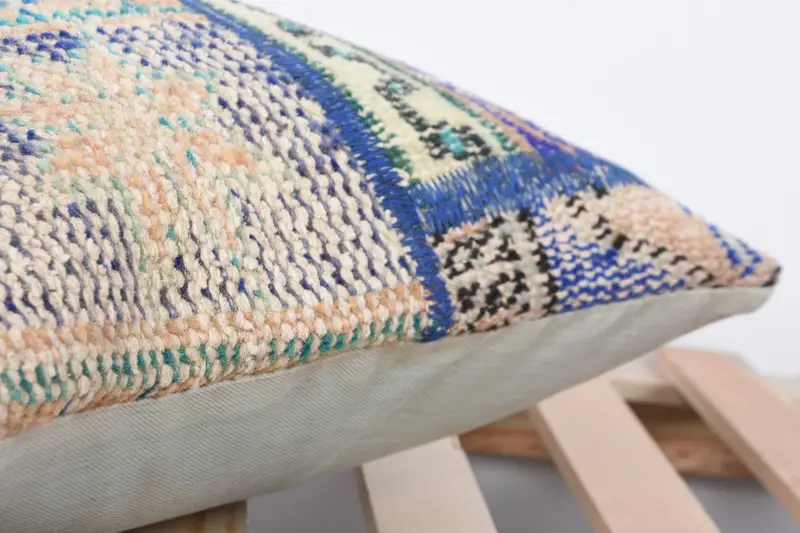 Home Decor Pillow, Muted Pillow Case, Vintage Kilim Pillow, Pillow Cover, 16x16 Blue Cushion Cover, Armchair Cushion Case, Interior Designer Pillow - 7