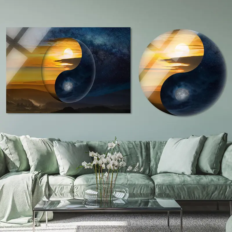 Kanvas Tablo: Ay Işığı ve Güneş Işınımında Yin-Yang Uyumu