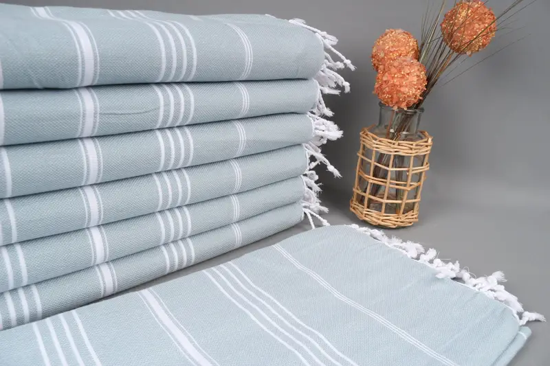Turkish Beach Towel Personalized Pastel Green Stripes, 40x71 Inches