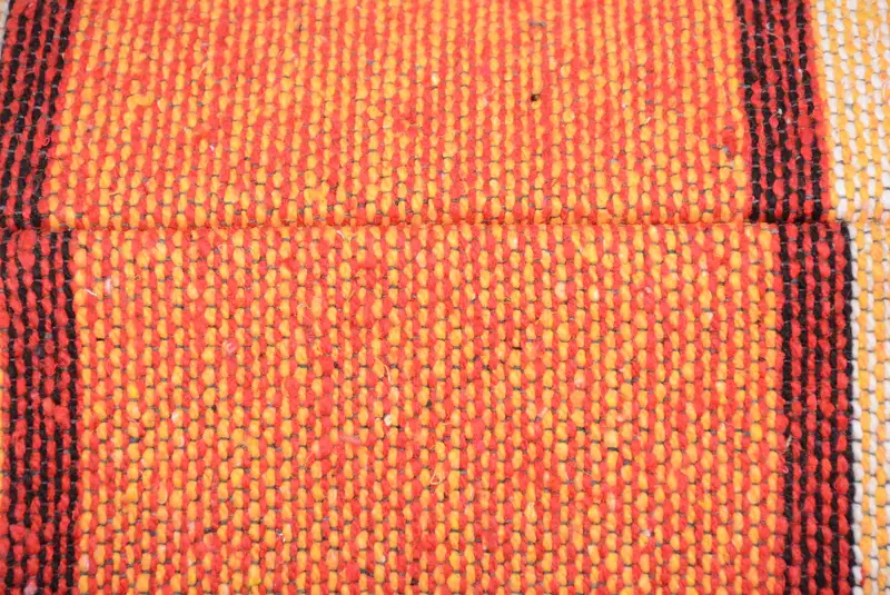 Orange & Red Geometric Embroidered Pillow, 16x24 Inches Size - 3