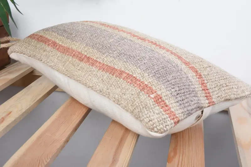 Vintage Kilim Pillow Cushion, Vintage Kilim Pillow, Gift Pillow, Pillow Cover, 8x16 Beige Cushion, Ethnical Kilim Rug Pillow - 6