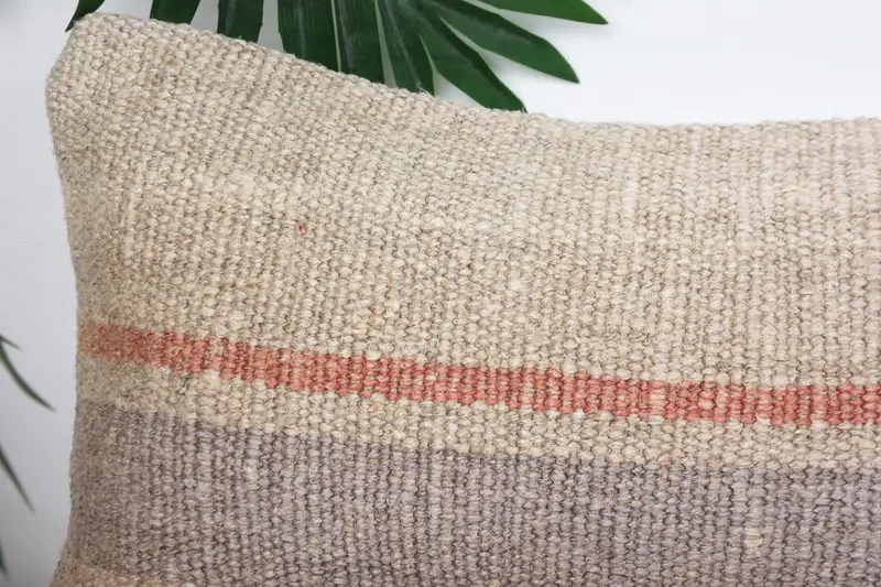 Vintage Kilim Pillow Cushion, Vintage Kilim Pillow, Gift Pillow, Pillow Cover, 8x16 Beige Cushion, Ethnical Kilim Rug Pillow - 2