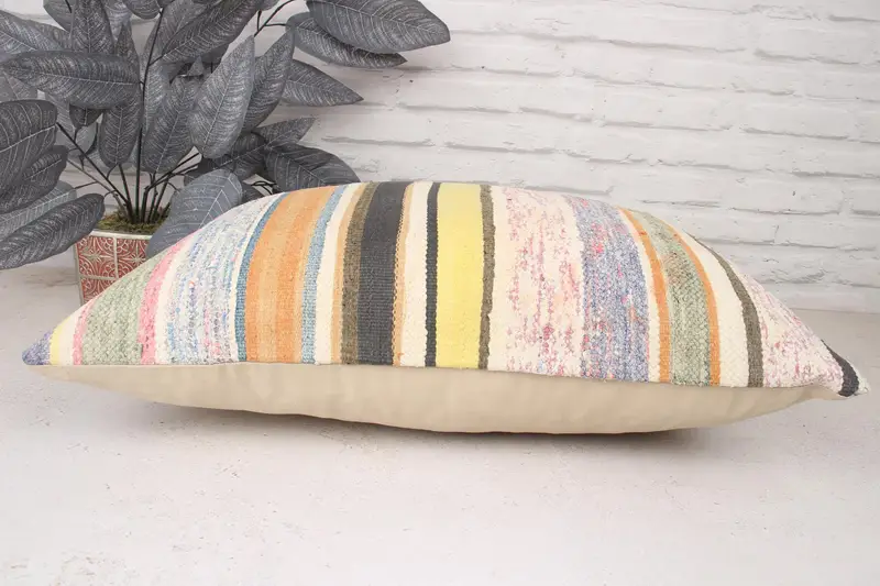 Pillow for Couch, Home Decor Pillow, Kilim Cushion Sham, Authentic Pillow Sham, Cushion Cover, Sustainable Pillow Case, 16x24 White Cushion Case - 5
