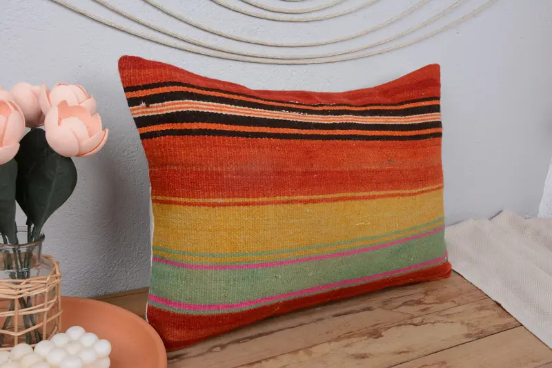 Cushion, 16x24 Red Cushion Cover, Custom Cushion, Gift Pillow, Pillow for Couch, Vintage Kilim Throw Pillow, Authentic Pillow Sham - 1