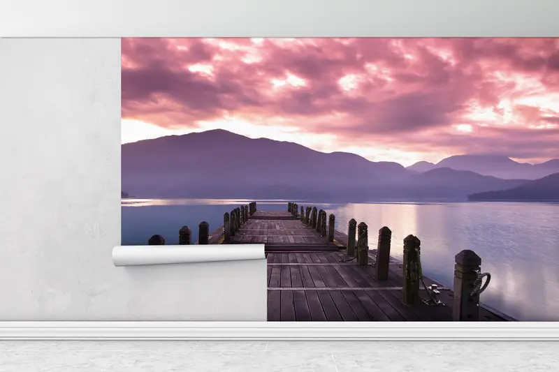 Sunset Wall Mural, Ocean Landscape Wall Print, View Wallpaper, Pink Clouds Wallpaper, Nature Landscape Wall Painting, Seascape Wall Paper, - 5