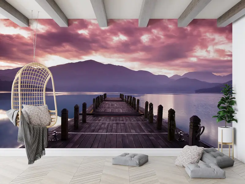 Sunset Wall Mural, Ocean Landscape Wall Print, View Wallpaper, Pink Clouds Wallpaper, Nature Landscape Wall Painting, Seascape Wall Paper, - 6