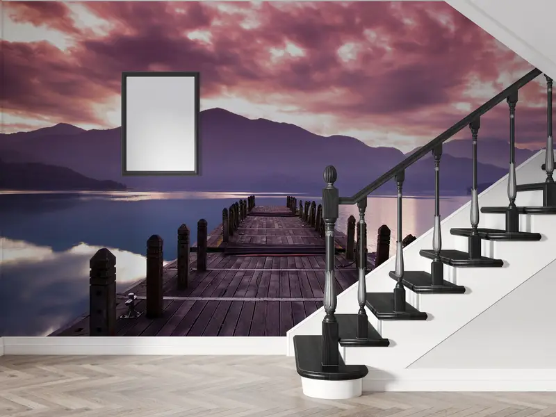 Sunset Wall Mural, Ocean Landscape Wall Print, View Wallpaper, Pink Clouds Wallpaper, Nature Landscape Wall Painting, Seascape Wall Paper, - 7